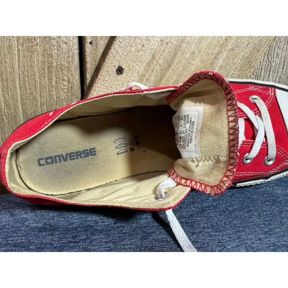Custom Converse Chuck Taylor All Star Classic Red Low Top Shoes Men's Size 12